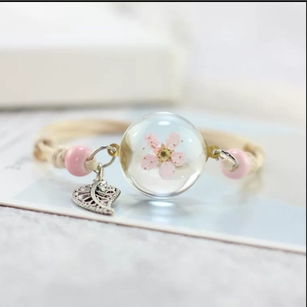 Glass Ball Dried Dandelion Bracelets Ceramic  Hand